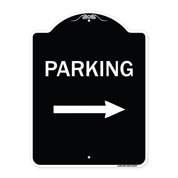 Parking Right Arrow Heavy-Gauge Aluminum Architectural Sign, 24" x 18", BW-1824-23364